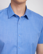 Áo Sơ Mi Ngắn Tay Nam Vải Xước 2022 Xanh Da Trời