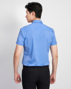 Áo Sơ Mi Ngắn Tay Nam Vải Xước 2022 Xanh Da Trời