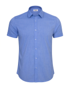 Áo Sơ Mi Ngắn Tay Nam Vải Xước 2022 Xanh Da Trời