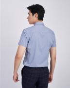 Áo Sơ Mi Ngắn Tay Nam Vải Xước 2053 Xanh Nhạt