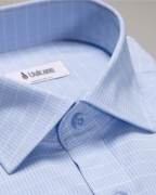 Áo Sơ Mi Ngắn Tay Sợi Sen Kẻ Chìm 2018 Xanh Da Trời