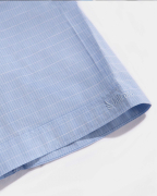 Áo Sơ Mi Ngắn Tay Sợi Sen Kẻ Chìm 2018 Xanh Da Trời