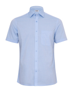 Áo Sơ Mi Ngắn Tay Sợi Sen Kẻ Chìm 2018 Xanh Da Trời