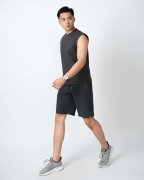 Quần Short Nam Thể Thao Vải Gân Logo Thêu Nổi 5001 - Xám