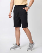 Quần Short Nam Thể Thao Vải Gân Logo Thêu Nổi 5001 - Đen