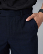 Quần Âu Nam Cạp Chun Màu Xanh Tím Than Kẻ 5014A