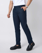 Quần Âu Nam Cạp Chun Màu Xanh Tím Than Kẻ 5015A