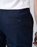 Quần Âu Nam Cạp Chun Màu Xanh Tím Than Kẻ 5015A