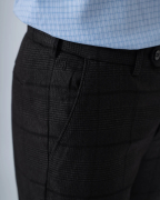 Quần Âu Nam Cạp Chun Màu Chì Kẻ Đối Xứng 3009A