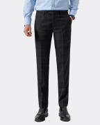 Quần Âu Nam Cạp Chun Màu Chì Kẻ Đối Xứng 3009A