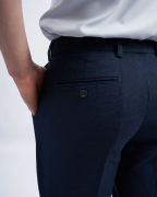 Quần Âu Nam Cạp Chun Vải Vân Gai Màu Xanh 2021A