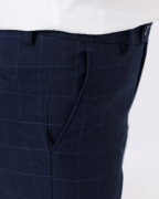 Quần Âu Nam Hoạ Tiết Kẻ Caro Trẻ Trung Màu Xanh Navy 3001A