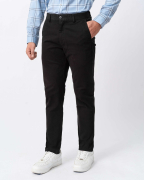 Quần Kaki Nam Dáng Carrot Trơn 4002 - Đen