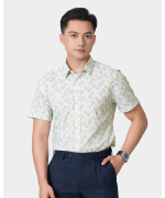 Áo Sơ Mi Ngắn Tay Hoạ Tiết 5036 - Be Đậm