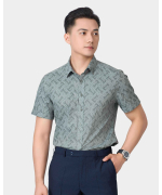 Áo Sơ Mi Ngắn Tay Hoạ Tiết 5036 - Ghi