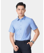 Áo Sơ Mi Ngắn Tay Nam Trơn 5019 Xanh Da Trời - Xanh Nhạt