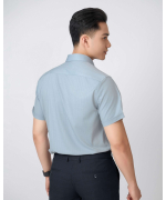 Áo Sơ Mi Ngắn Tay Nam Dệt Họa Tiết 5027 - Xanh Da Trời