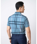 Áo Sơ Mi Ngắn Tay Nam Họa Tiết Kẻ 5021 - Xanh