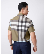 Áo Sơ Mi Ngắn Tay Nam Họa Tiết Kẻ 5021 - Nâu