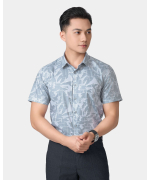 Áo Sơ Mi Ngắn Tay Nam Hoạ Tiết 5034 - Ghi