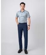 Áo Sơ Mi Ngắn Tay Nam Hoạ Tiết 5034 - Ghi