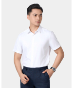 Áo Sơ Mi Ngắn Tay Nam Màu Trắng Họa Tiết Chìm 5032W