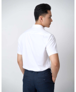 Áo Sơ Mi Ngắn Tay Nam Màu Trắng Họa Tiết Chìm 5032W