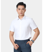 Áo Sơ Mi Ngắn Tay Nam Màu Trắng Họa Tiết Chìm 5035W
