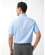 Áo Sơ Mi Ngắn Tay Nam Trơn 5019 Xanh Da Trời - Xanh Da Trời