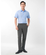 Áo Sơ Mi Ngắn Tay Nam Trơn 5019 Xanh Da Trời - Xanh Da Trời