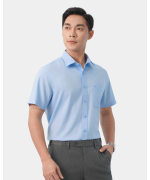 Áo Sơ Mi Ngắn Tay Nam Trơn 5019 Xanh Da Trời - Xanh Da Trời