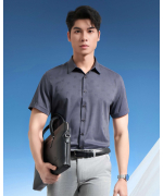 Áo Sơ Mi Ngắn Tay Nam Dệt Họa Tiết 5020 - Xám Đậm