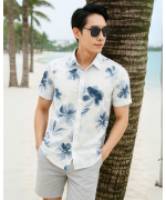 Áo Sơ Mi Ngắn Tay Nam Hawaii 5037 - Trắng