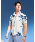 Áo Sơ Mi Ngắn Tay Nam Hawaii 5037 - Trắng