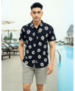 Áo Sơ Mi Ngắn Tay Nam Hawaii 5037 - Xanh Đậm