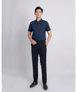 Áo Sơ Mi Ngắn Tay Nam Họa Tiết Kẻ Dọc 3011 - Xanh Tím Than