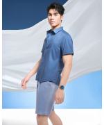 Áo Sơ Mi Ngắn Tay Nam In Họa Tiết 5016 - Xanh Đậm