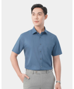 Áo Sơ Mi Ngắn Tay Nam In Họa Tiết 5016 - Xanh Đậm