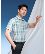 Áo Sơ Mi Ngắn Tay Nam Kẻ Ô 5017 - Xanh Nhạt