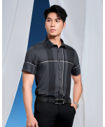 Áo Sơ Mi Ngắn Tay Nam Kẻ Ô 5023C Đen - Xám Đậm