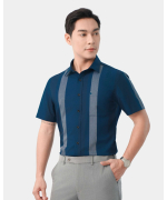 Áo Sơ Mi Ngắn Tay Nam Kẻ Ô 5023C Đen - Xanh