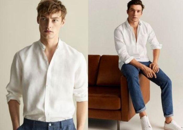 Áo Sơ Mi Cổ Trụ Hàn Quốc Đẹp, Top 11 Mẫu Sơ Mi Cổ Tàu Cách Điệu Cho Nam 5