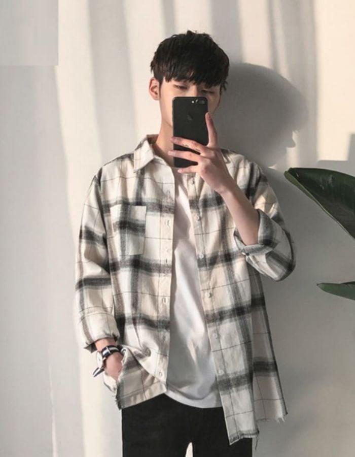 Áo Sơ Mi Cổ Trụ Hàn Quốc Đẹp, Top 11 Mẫu Sơ Mi Cổ Tàu Cách Điệu Cho Nam 8